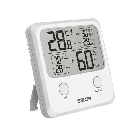 BALDR Baldr TH0335WH1 Digital Thermo-Hygrometer Square Thermometer; White TH0335WH1